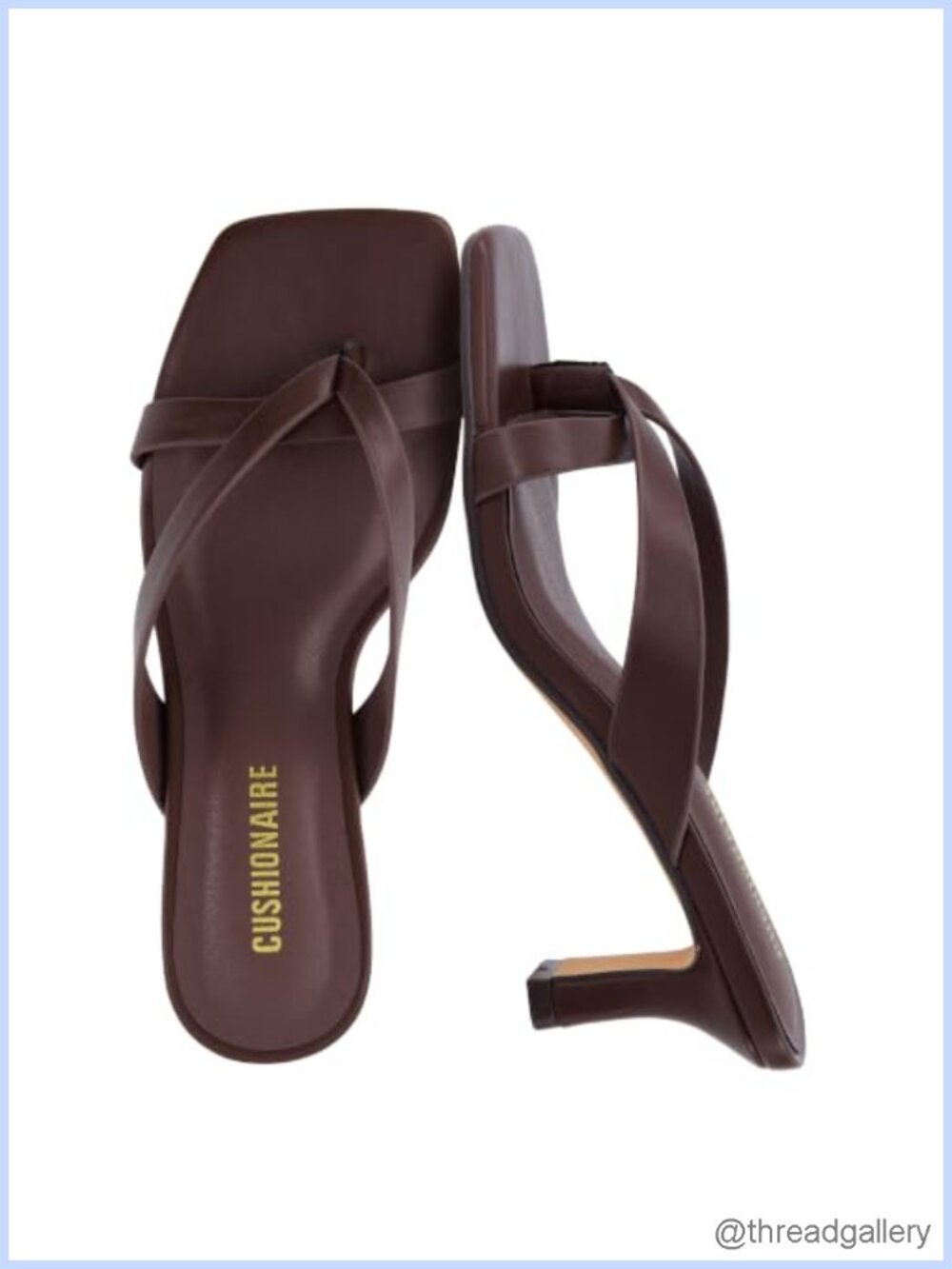 CUSHIONAIRE Shana Heeled Thong Sandals Square Toe Kitten Heel Women